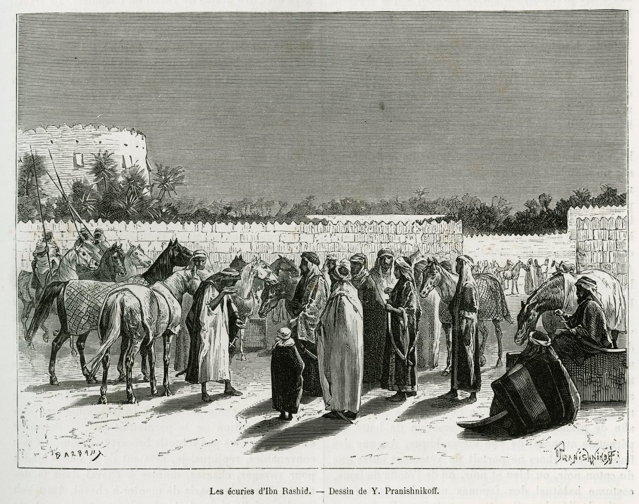 Emir Muhammad Ibn Abdullah Al Rashids stalde, illustration fra "Pilgrimsrejse til Nejd, den arabiske races vugge", udgivet i 