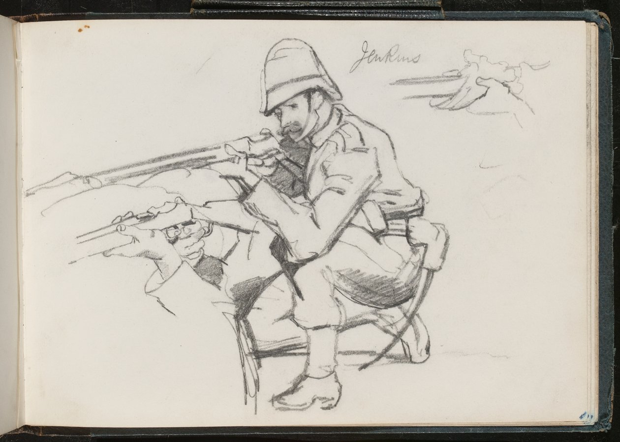 ?Jenkins? knælende for at skyde, 1879 af Lady Butler