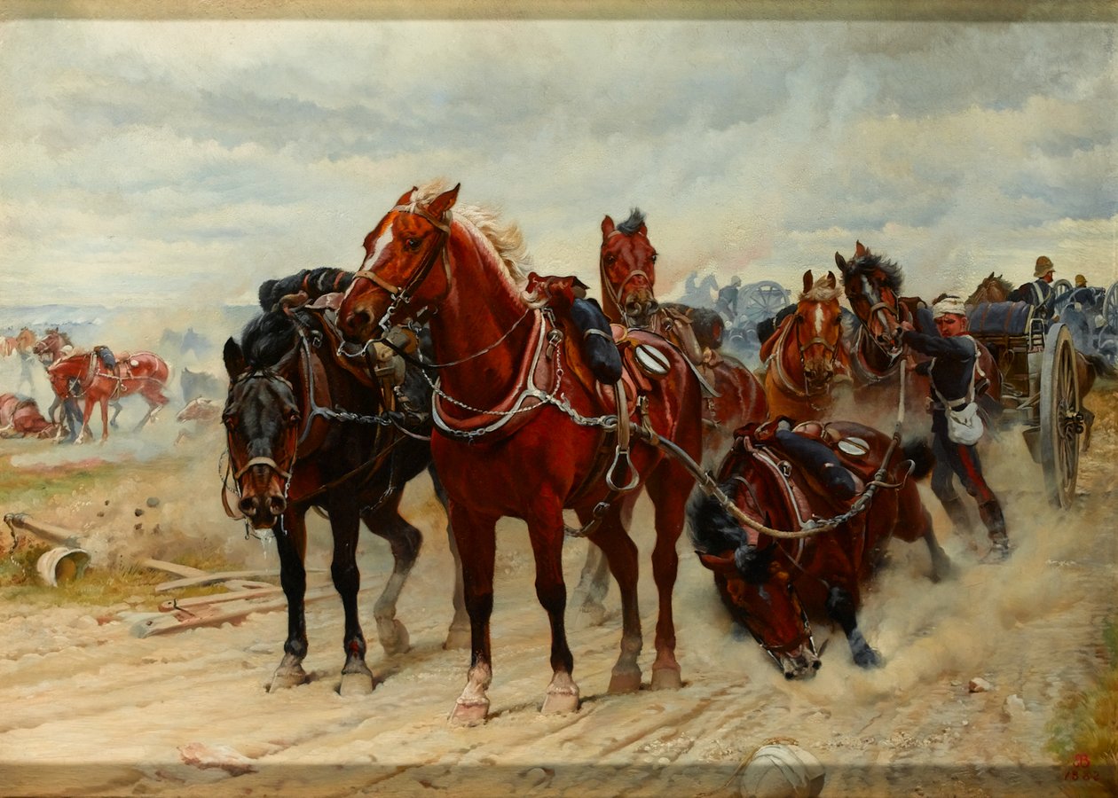 Patient Heroes, et Royal Horse Artillery Gun Team i aktion, 1882 ca af Lady Butler