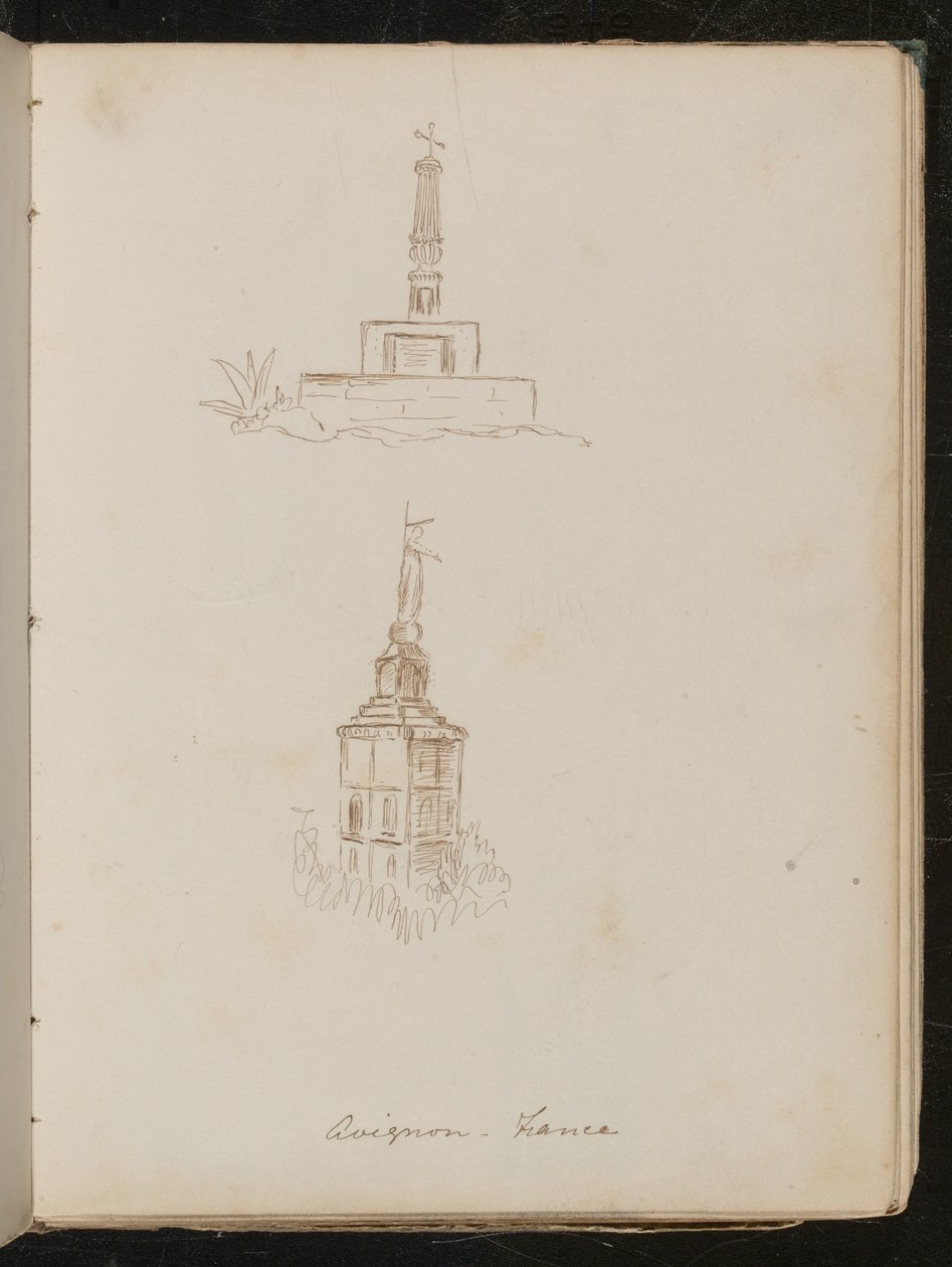 To arkitektoniske undersøgelser af monumenter, placering noteret som "avignon - Frankrig" af Lady Butler