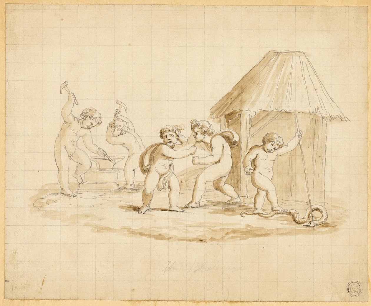 Putti opfører mytologiske scener af Lady Diana Beauclerk