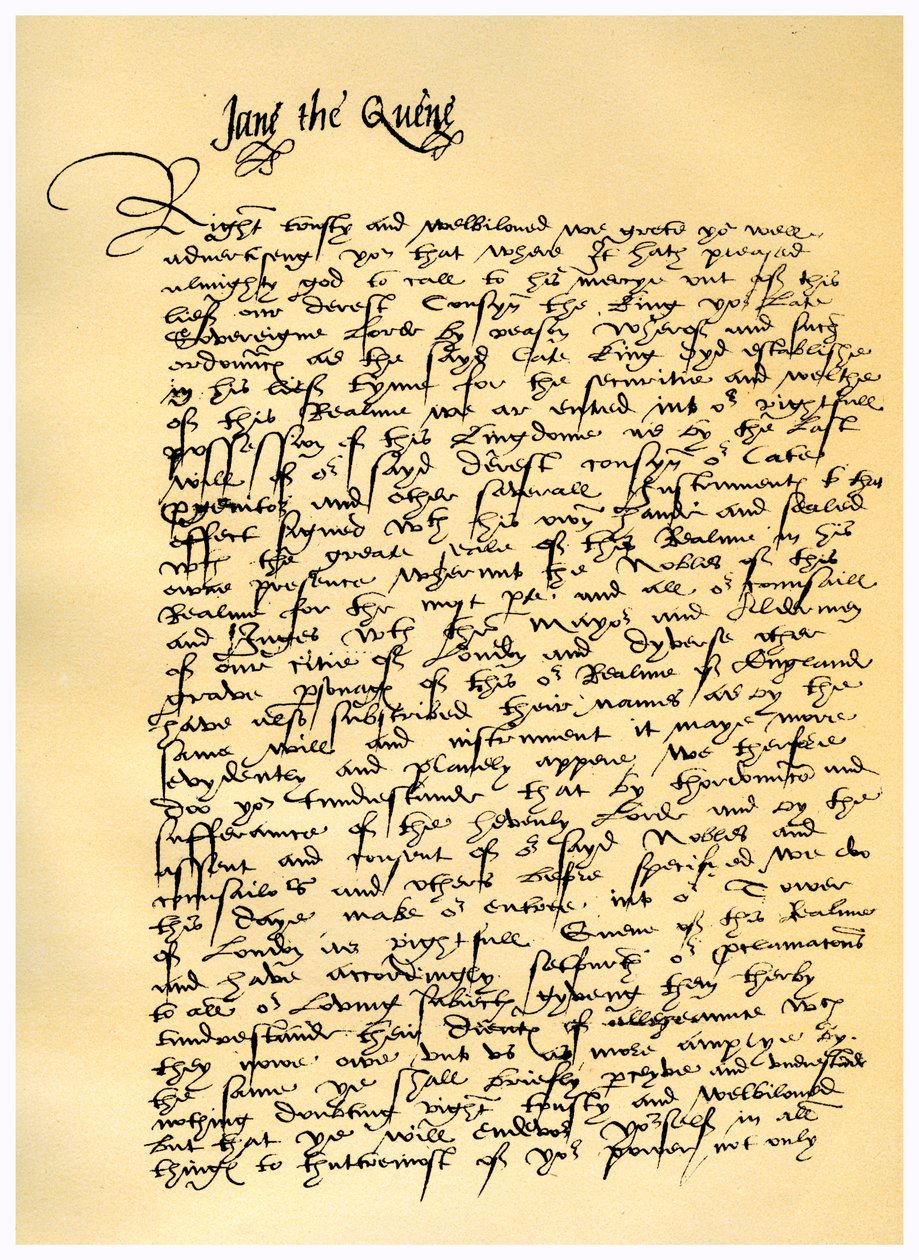 Brev fra Lady Jane Gray til William Parr, 10. juli 1553. af Lady Jane Grey