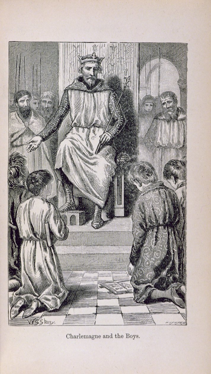 Charlemagne (742-814) and the Boys, illustration fra 
