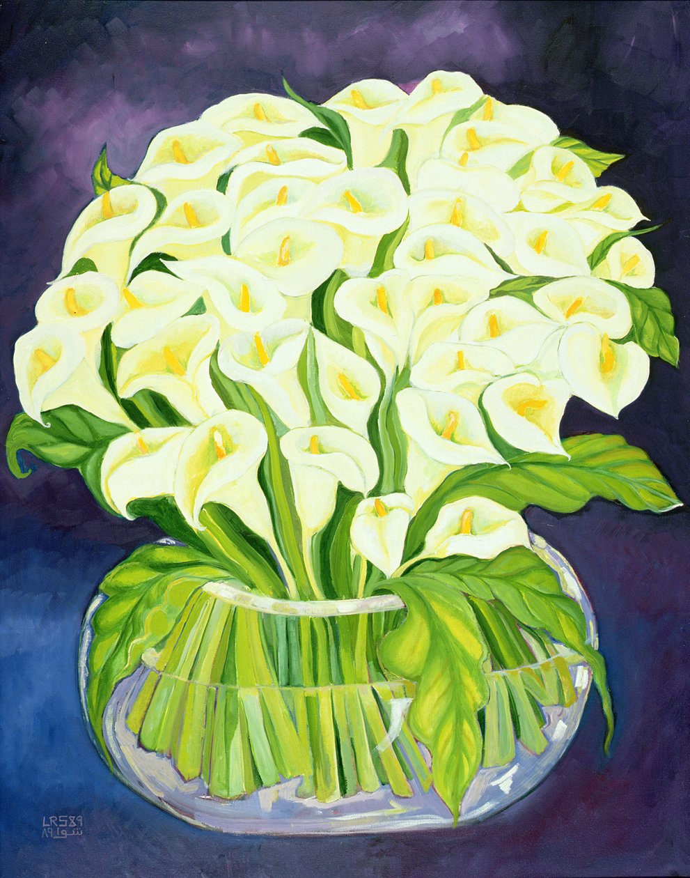 Calla Lilies, 1989 (akryl på lærred) af Laila Shawa