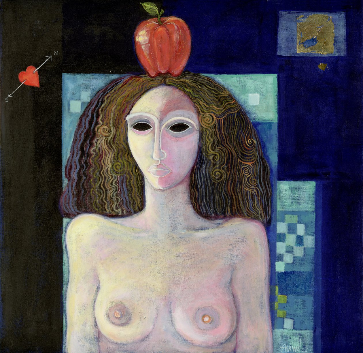 Eva, 2004 (akryl på lærred) af Laila Shawa