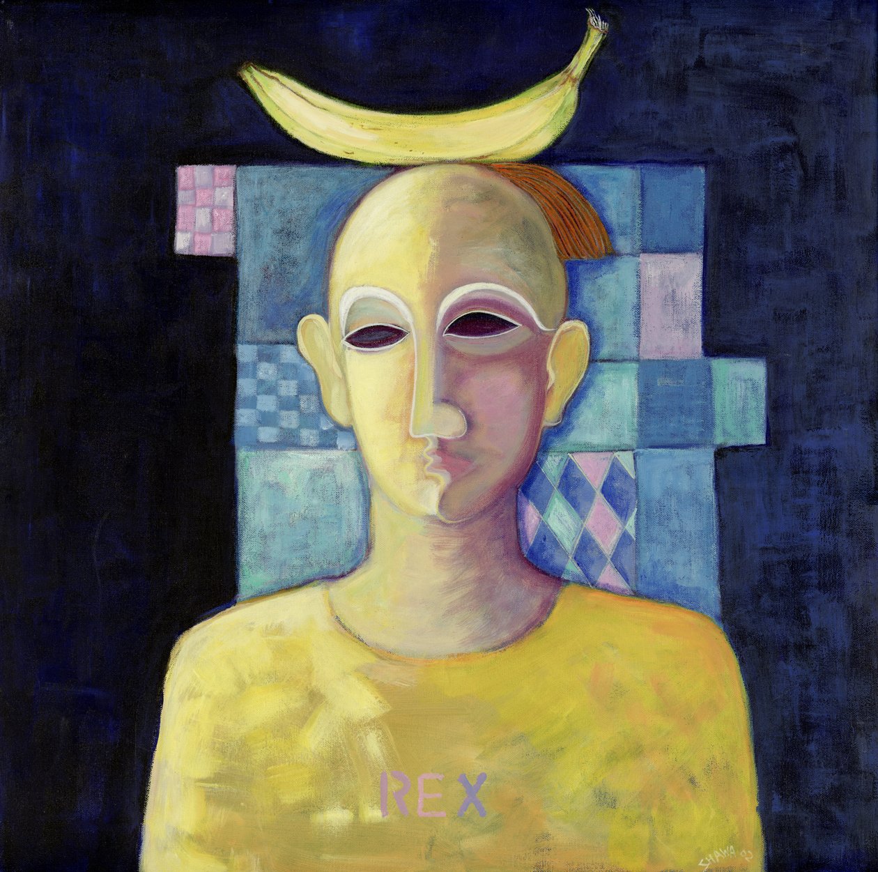 Rex, 2004 (akryl på lærred) af Laila Shawa