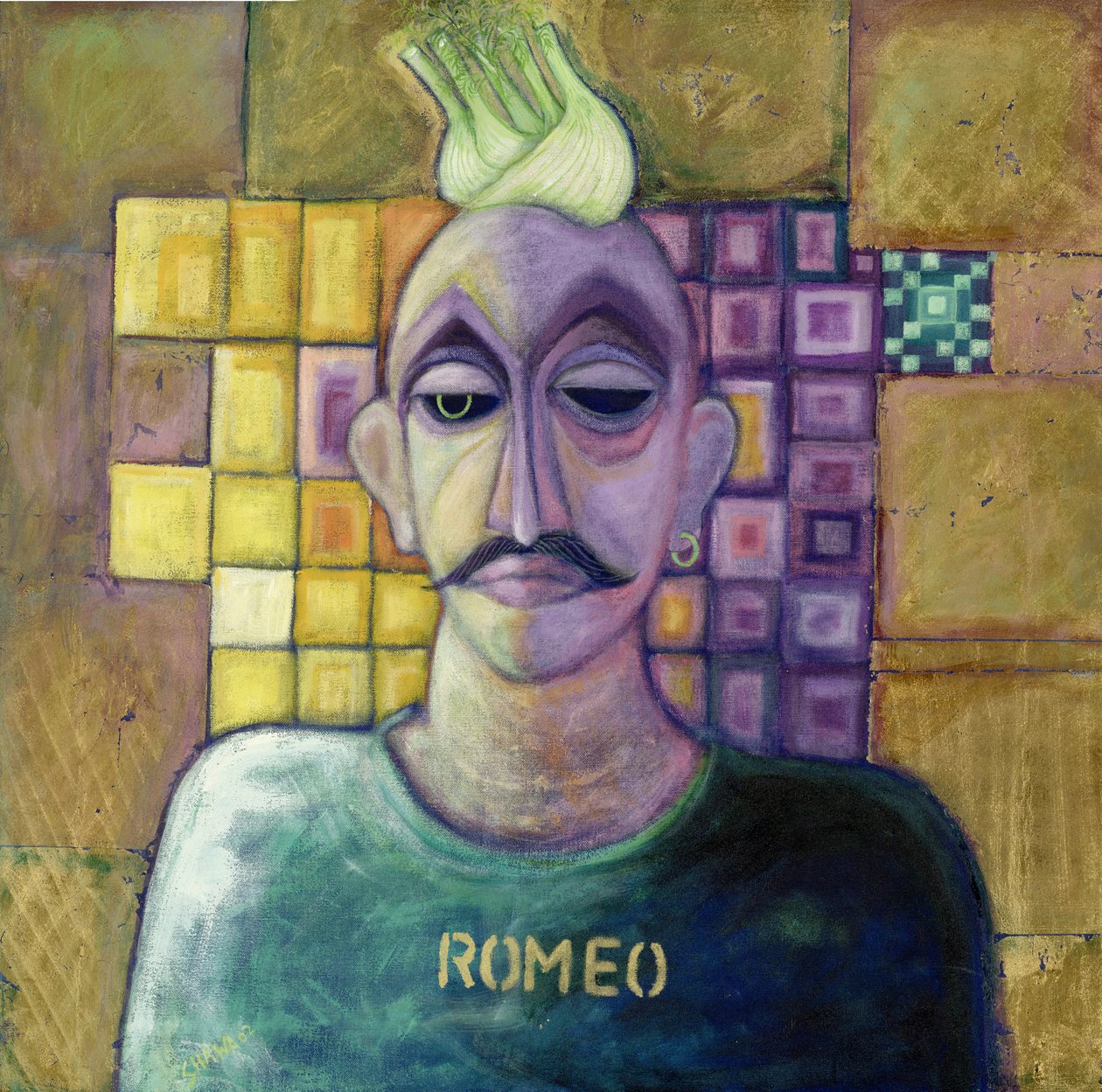Romeo, 1970 (akryl og metalblad på lærred) af Laila Shawa