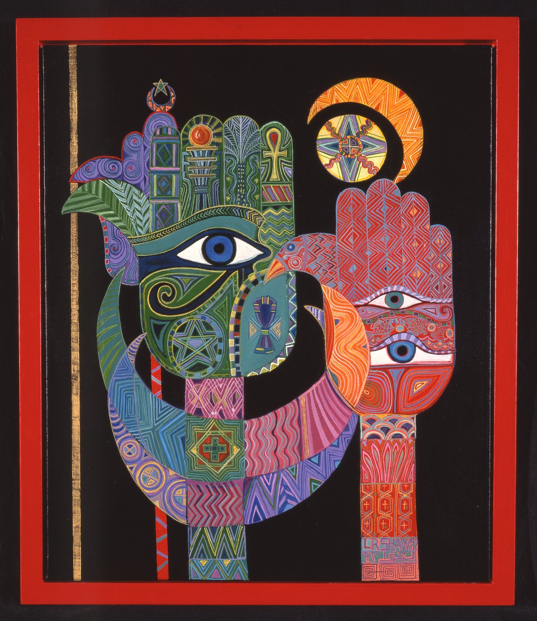 Symboler, 1992 (akryl på lærred) af Laila Shawa