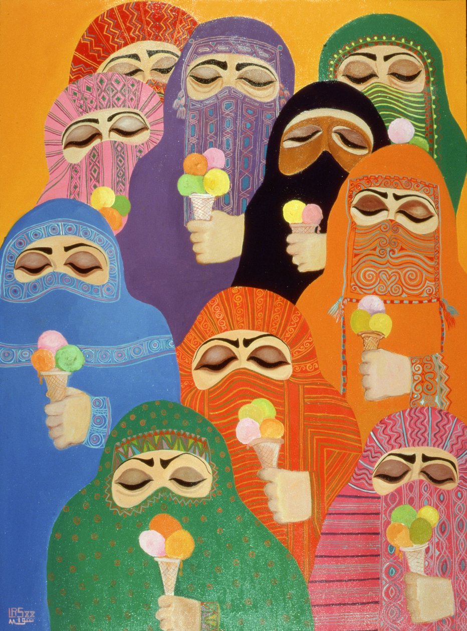 The Impossible Dream, 1988 (akryl om bord) af Laila Shawa