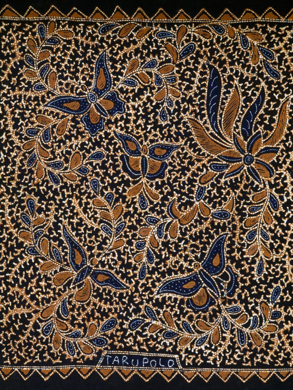 Batik med traditionel sommerfugl- og blomsterdekoration, Java, Indonesien, detalje af Amadeo (after) Modigliani