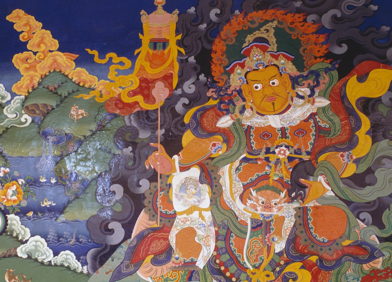 Fresko af farverige guddomme, Lamayuru Buddhist Monastery (Lamayuru Gompa), Himalaya, Ladakh-distriktet, staten Jammu og Kashmir, Indien af Amadeo (after) Modigliani