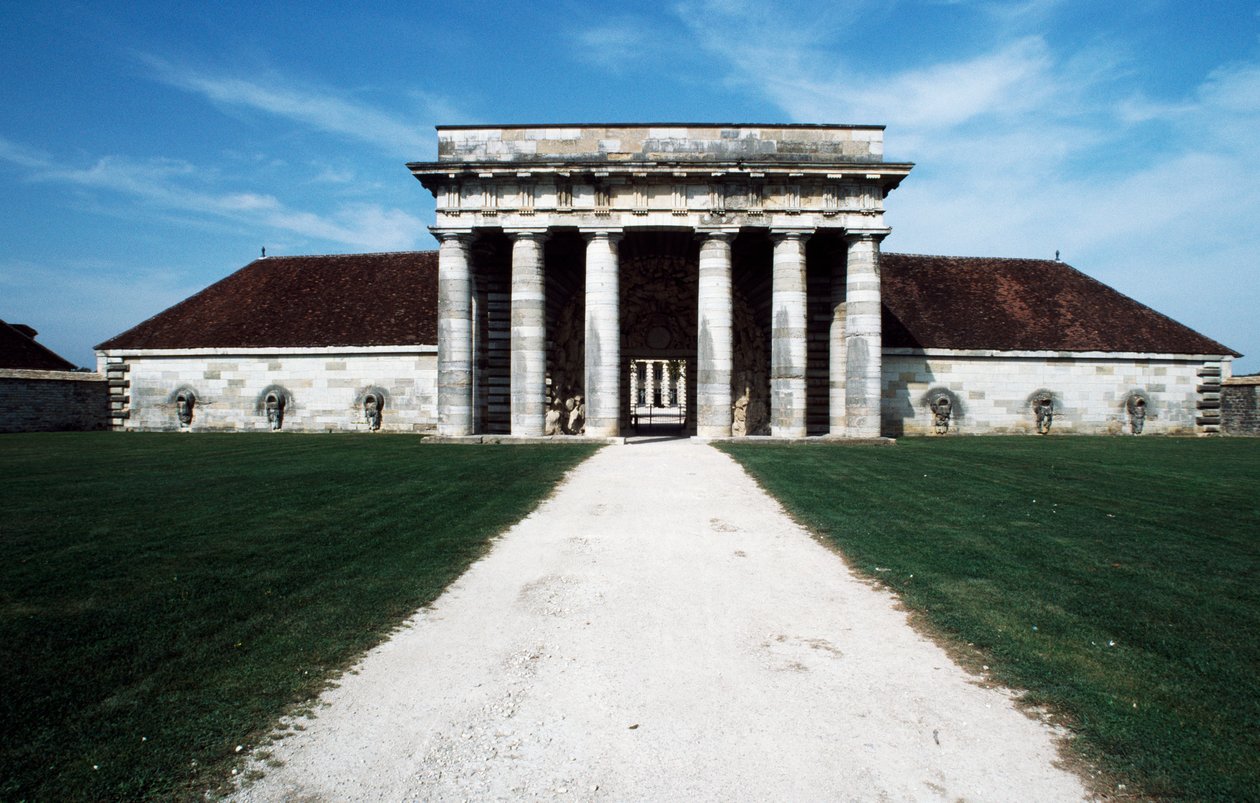 Hovedindgangen til Royal Saltworks (Saline Royale), Arc-et-Senans, Franche-Comte, Frankrig af Amadeo (after) Modigliani