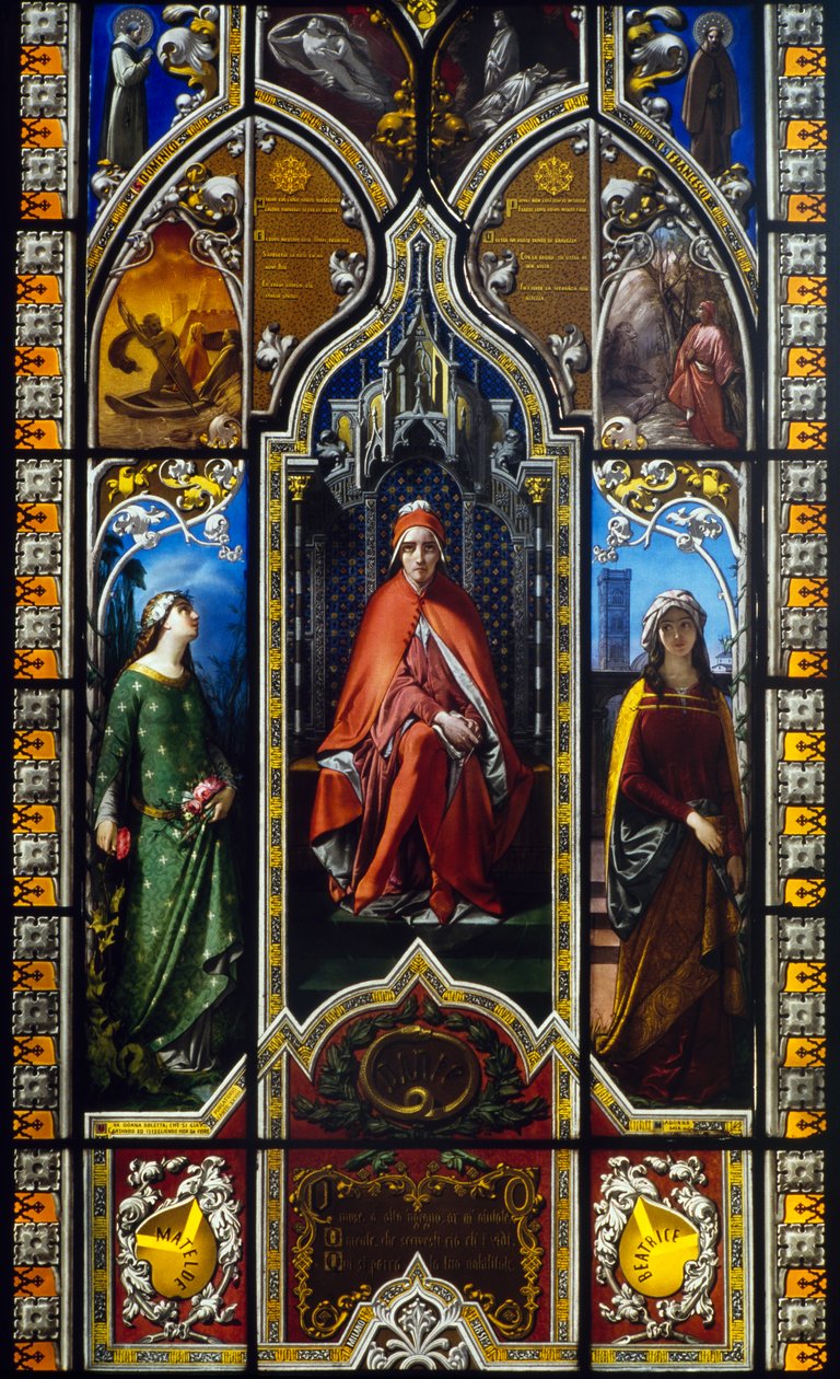 Dantes triumf (1851), farvet glasvindue af Giuseppe Bertini (1825-1898), Poldi Pezzoli Museum, Milano, Lombardiet, Italien af Amadeo (after) Modigliani