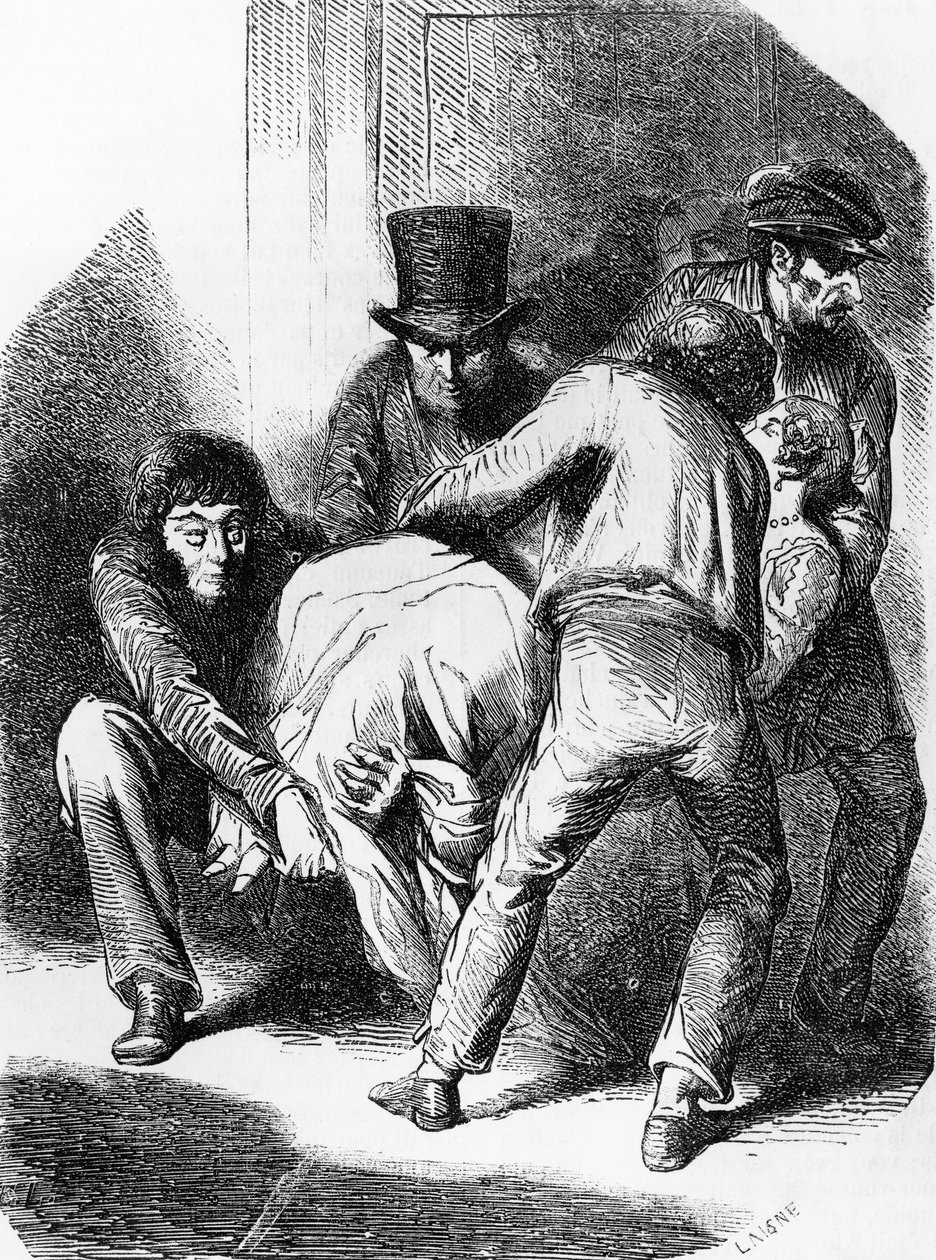 Illustration til hertuginde af Langeais, roman af Honore de Balzac (1799-1850) fra samling med flere bind med titlen Human Comedy, gravering af Laisne af Laisne Laisne