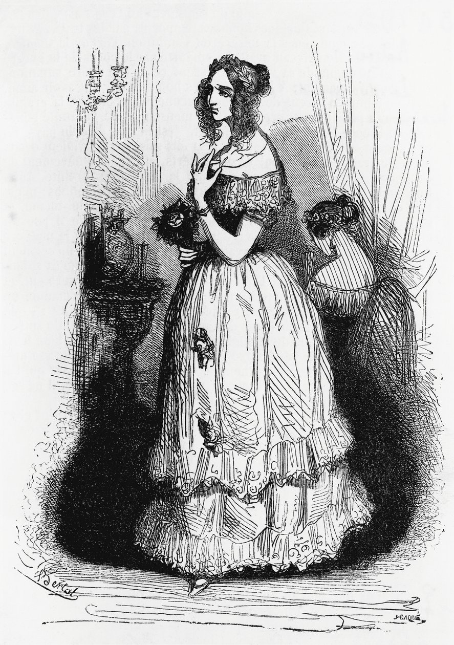 Illustration til hertuginden af Langeais, roman af Honore de Balzac (1799-1850) fra samlingen i flere bind med titlen Den menneskelige komedie, gravering af Laisne af Laisne Laisne