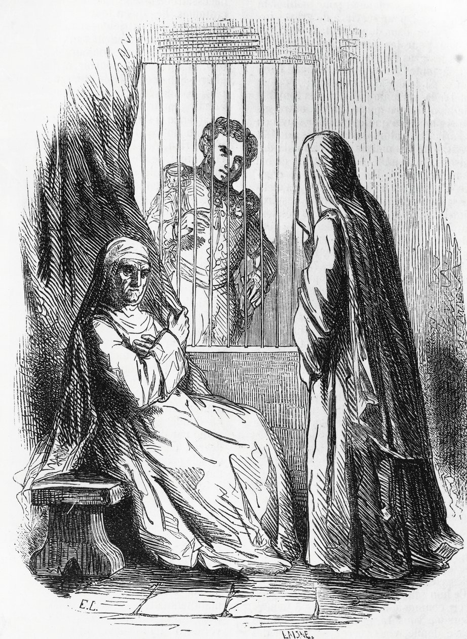 Illustration til hertuginde af Langeais, roman af Honore de Balzac (1799-1850) fra samling i flere bind med titlen Human Comedy, gravering af Laisne af Laisne Laisne