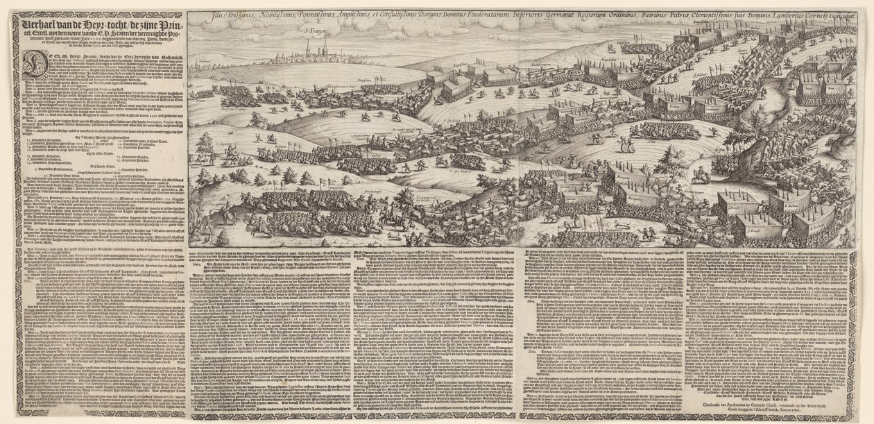 Rejse fra Maurits gennem Brabant til Grave, 1602 Historien om Heyr-rejsen, som hans prins. udmærke sig. uyt navnet på E.H. Staten der vereenighde Provintien har ghedaeen inden Jare 1602 (titel på objekt) af Lambert Cornelisz.