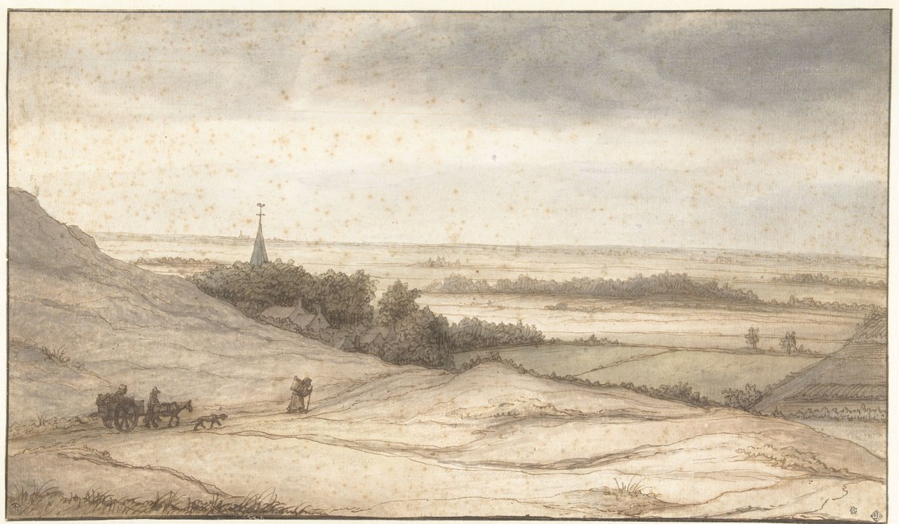 Udsigt fra klitterne i landsbyen Schoorl af Lambert Doomer