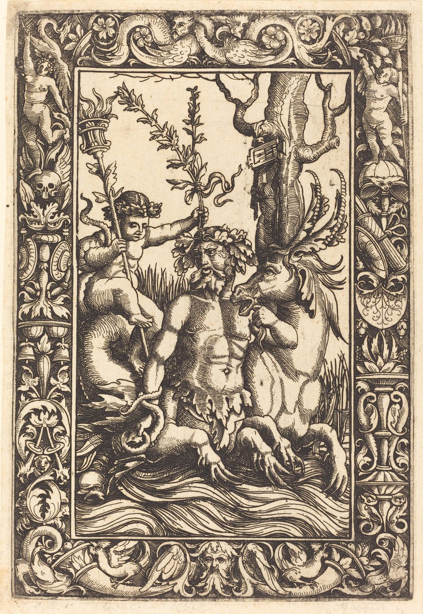 Mytologisk havfag af Lambert Hopfer after Nicoletto da Modena