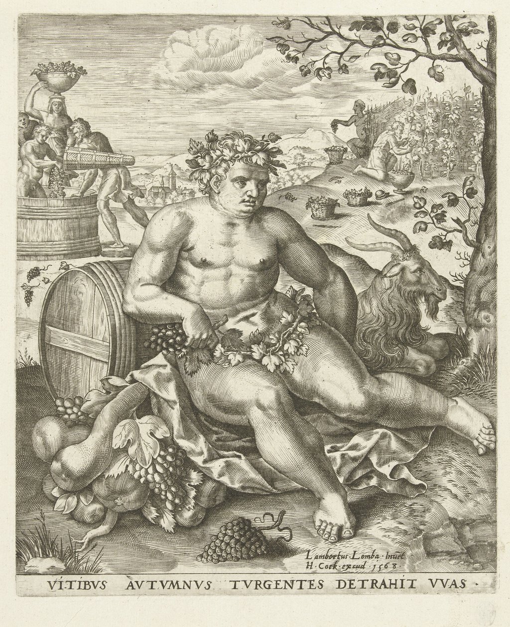 Efterår: Bacchus og druehøsten De fire årstider (serietitel) af Lambert Lombard
