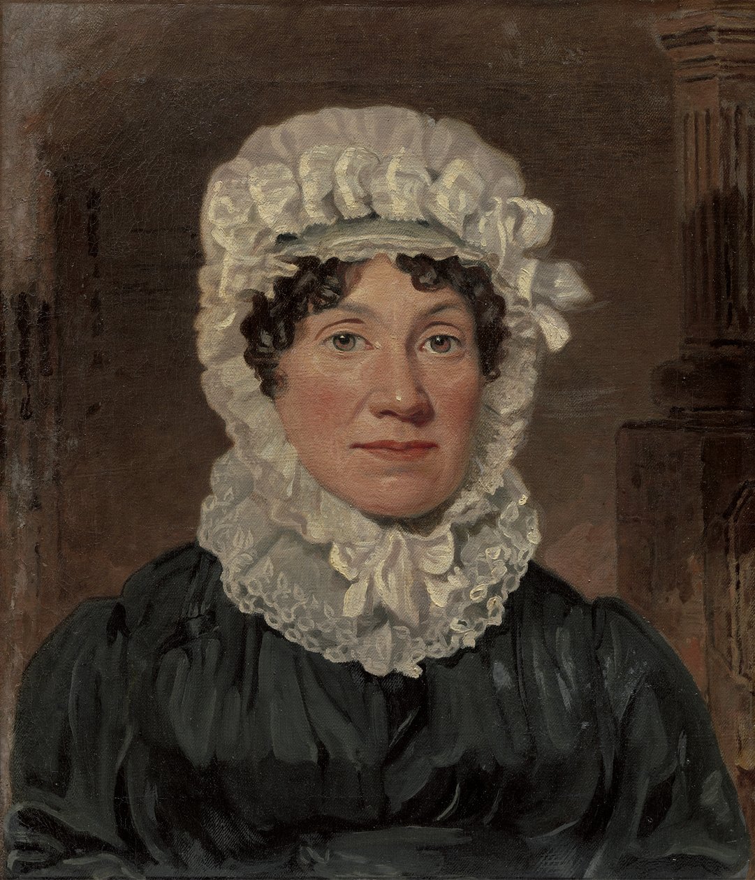 Portræt af Mrs. Ben Marshall (olie på lærred) (se 158573 for par) af Lambert Marshall