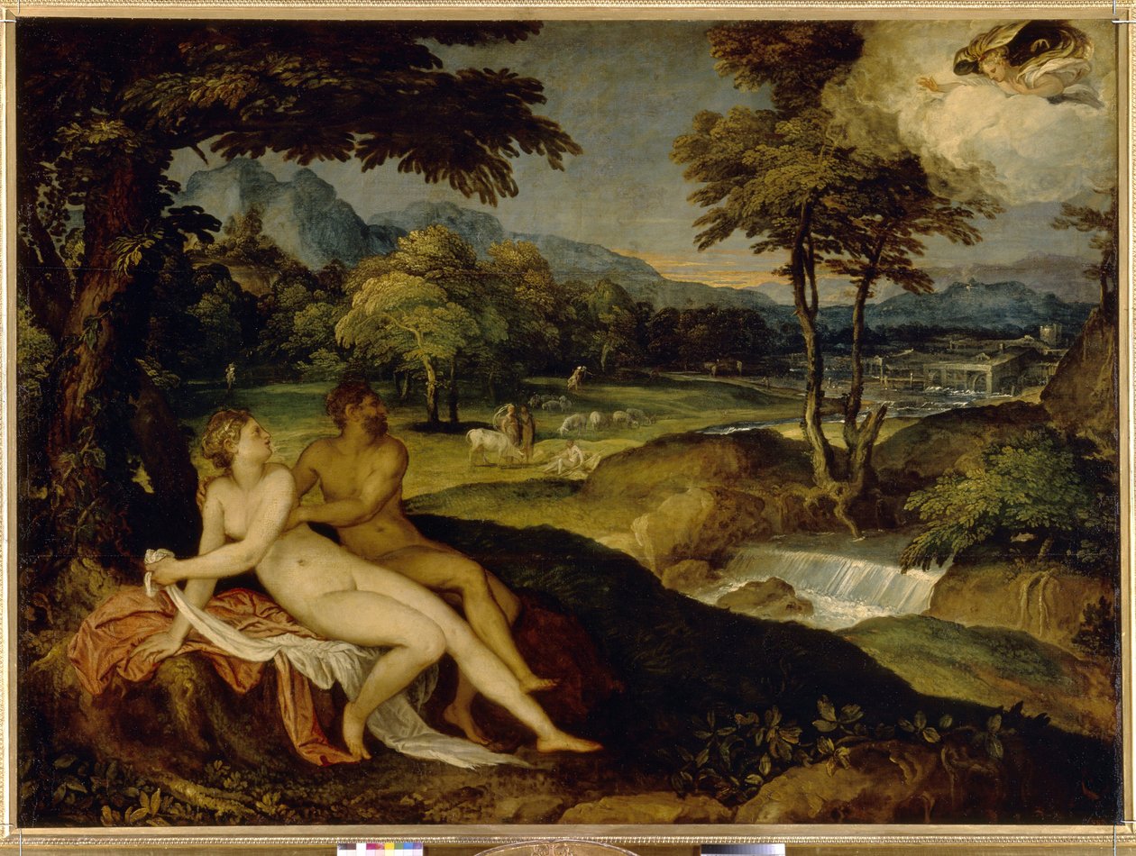 Jupiter og Io. Maleri af Lambert Sustris (1515 eller 1520 - efter 1591), olie på lærred, mellem 1558 og 1563. Italiensk kunst (Venedig) af Lambert Sustris