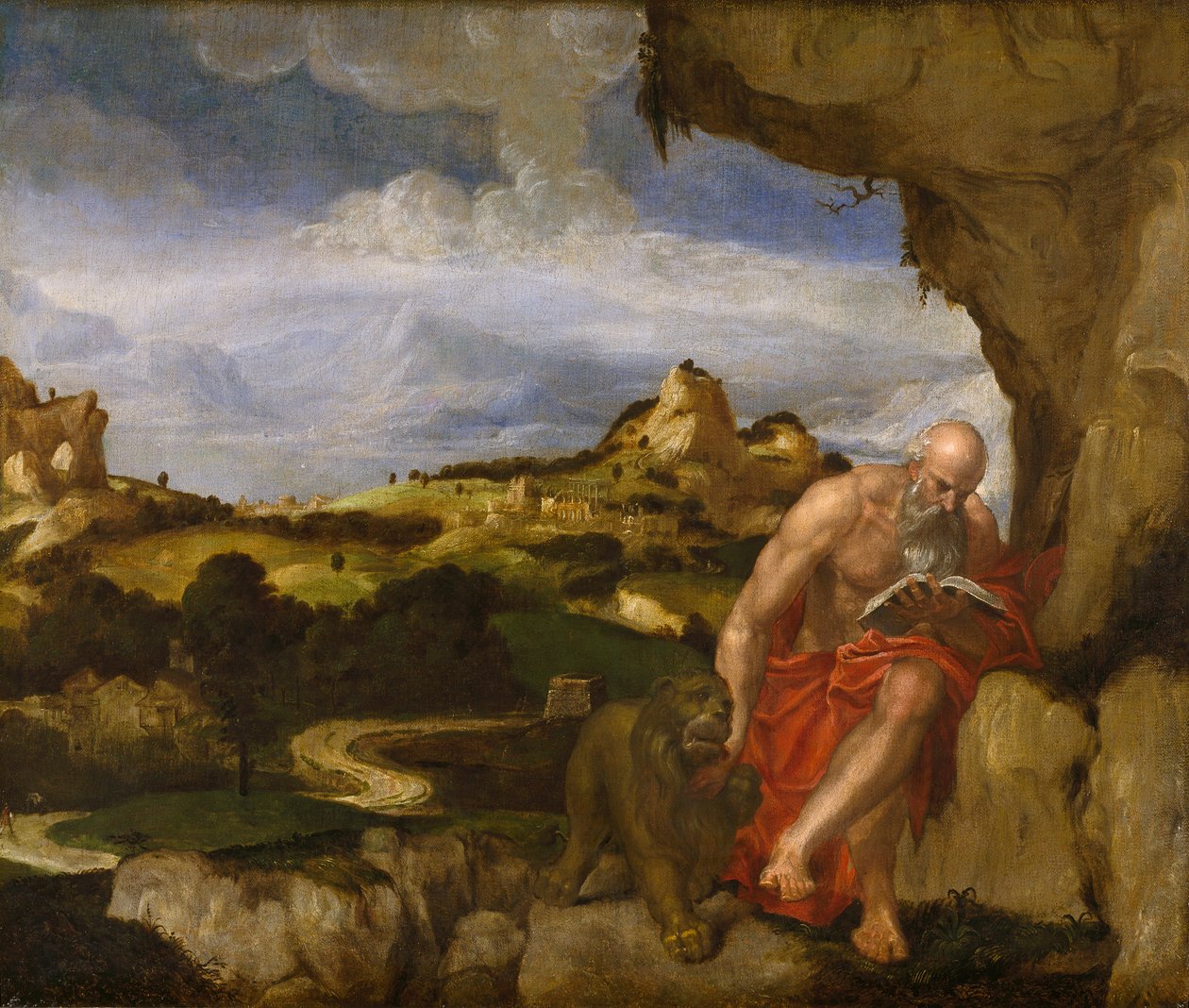 St. Jerome in the Wilderness, midten af det 16. århundrede af Lambert Sustris