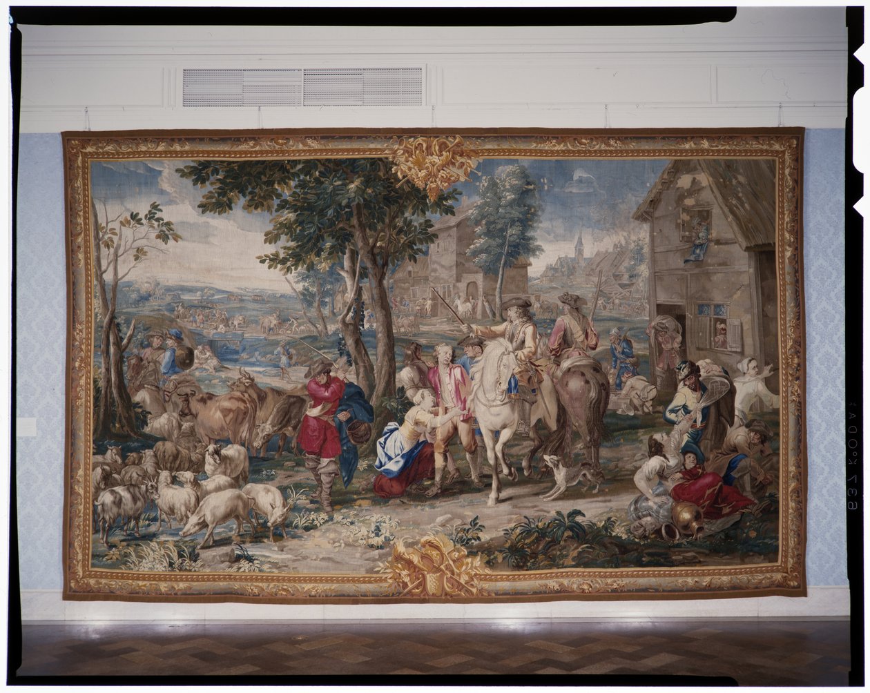 Plyndring, fra serien Art of War gobelin, 1708-12 (vævet 1712-18) (tapet) af Lambert de Hondt