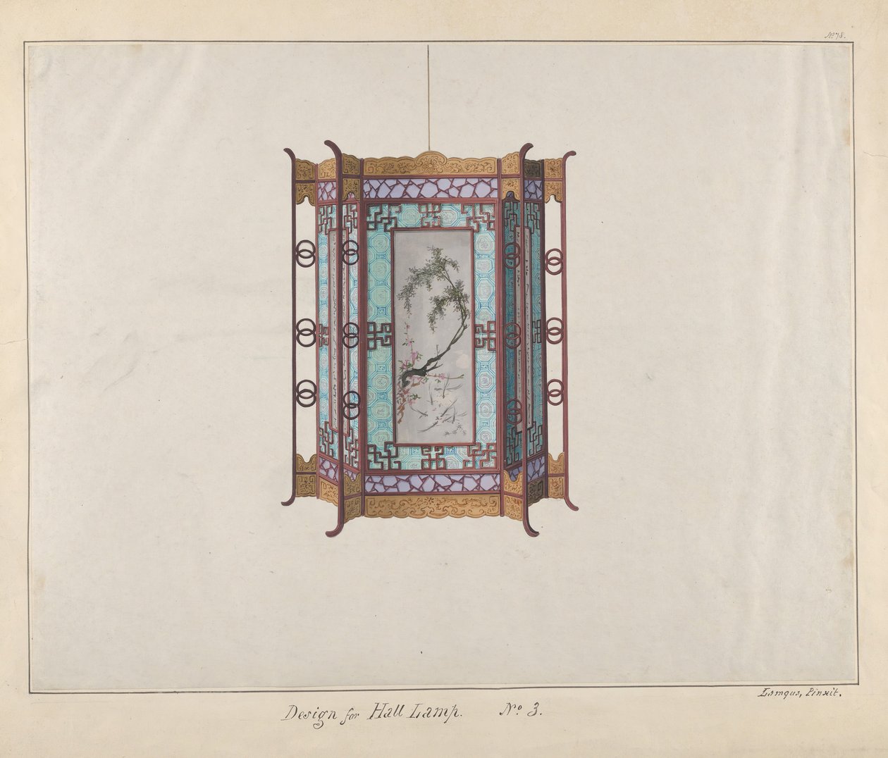 Design til en halllampe, ca. 1800-1810. af Lamqua
