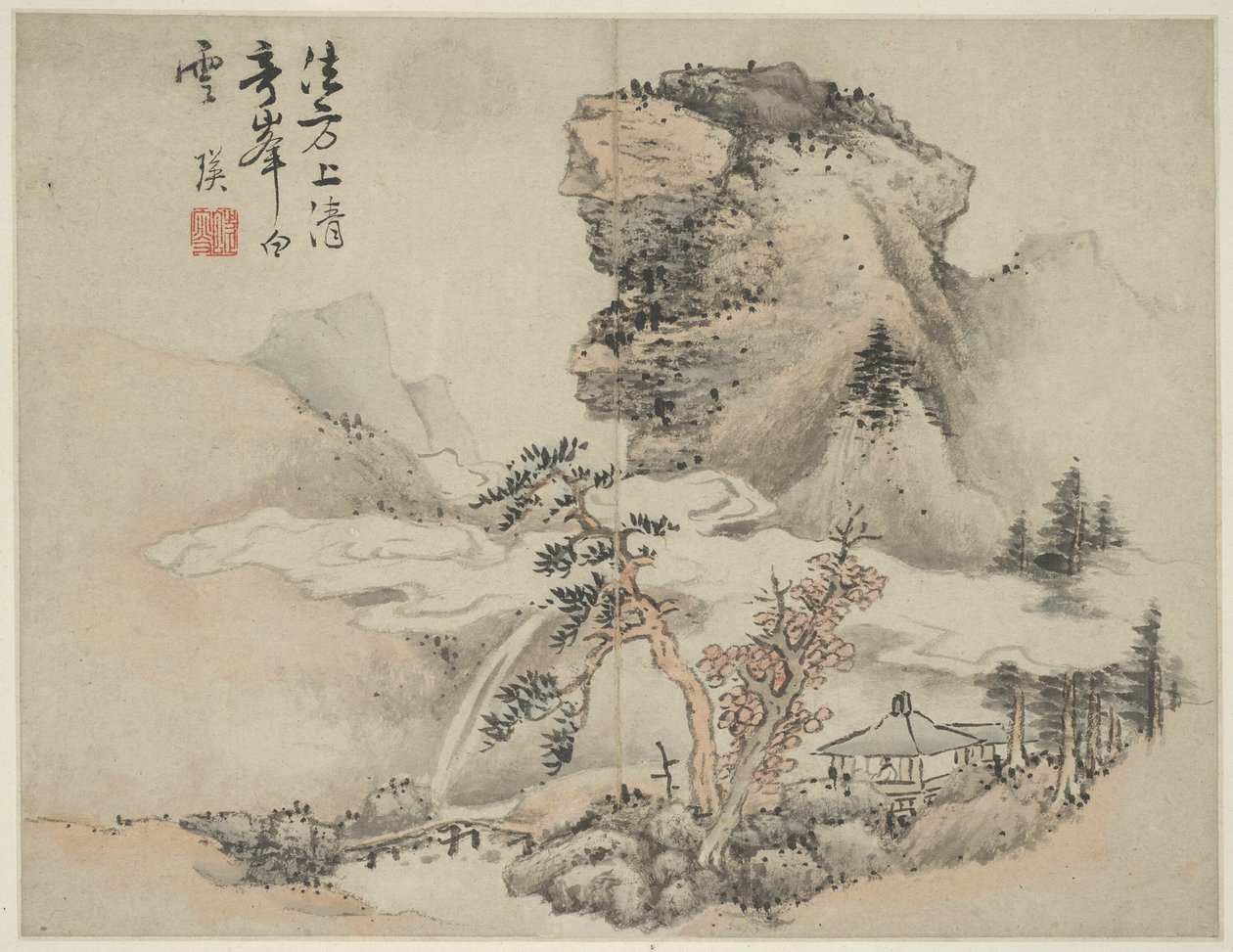Landskab i stil med antikke mestre: efter Fang Congyi (aktiv ca. 1340-80) af Lan Ying
