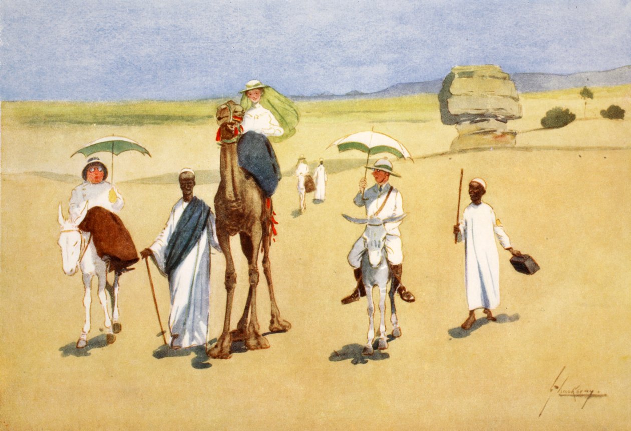 Rundt om pyramiderne, fra "The Light Side of Egypt", 1908 af Lance Thackeray