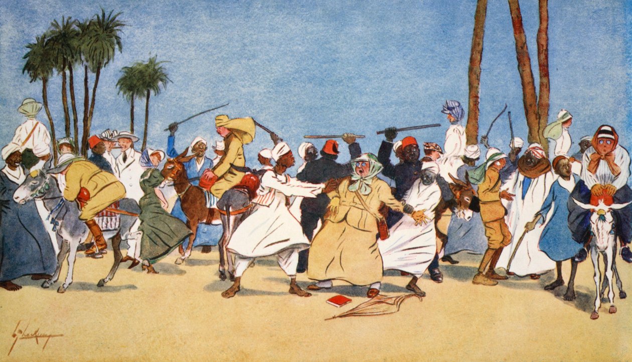 Slaget ved Nilen, fra "The Light Side of Egypt", 1908 af Lance Thackeray