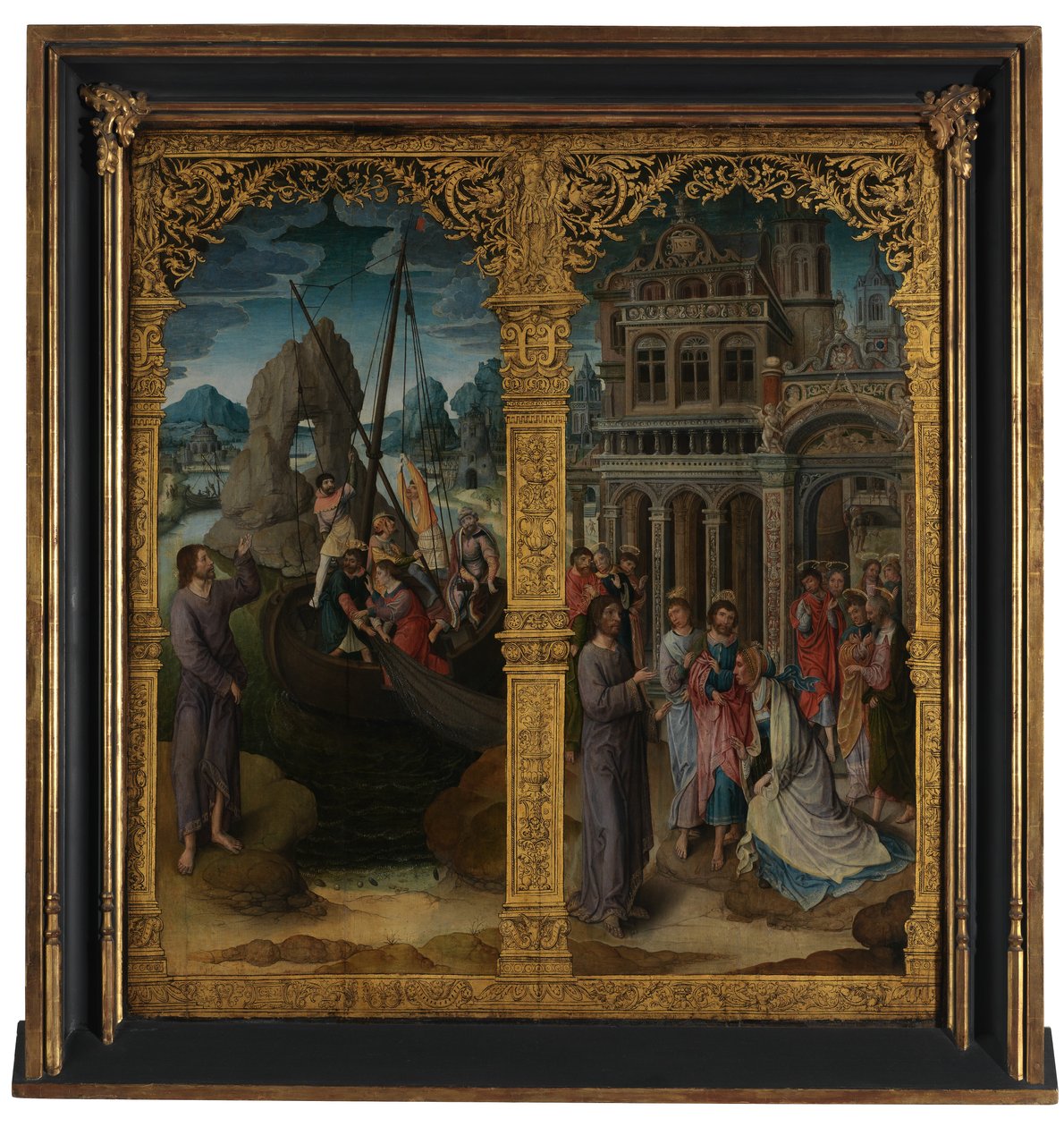 Peters kald og Hemorroissas helbredelse (olie på panel) af Lancelot (school of) Blondeel