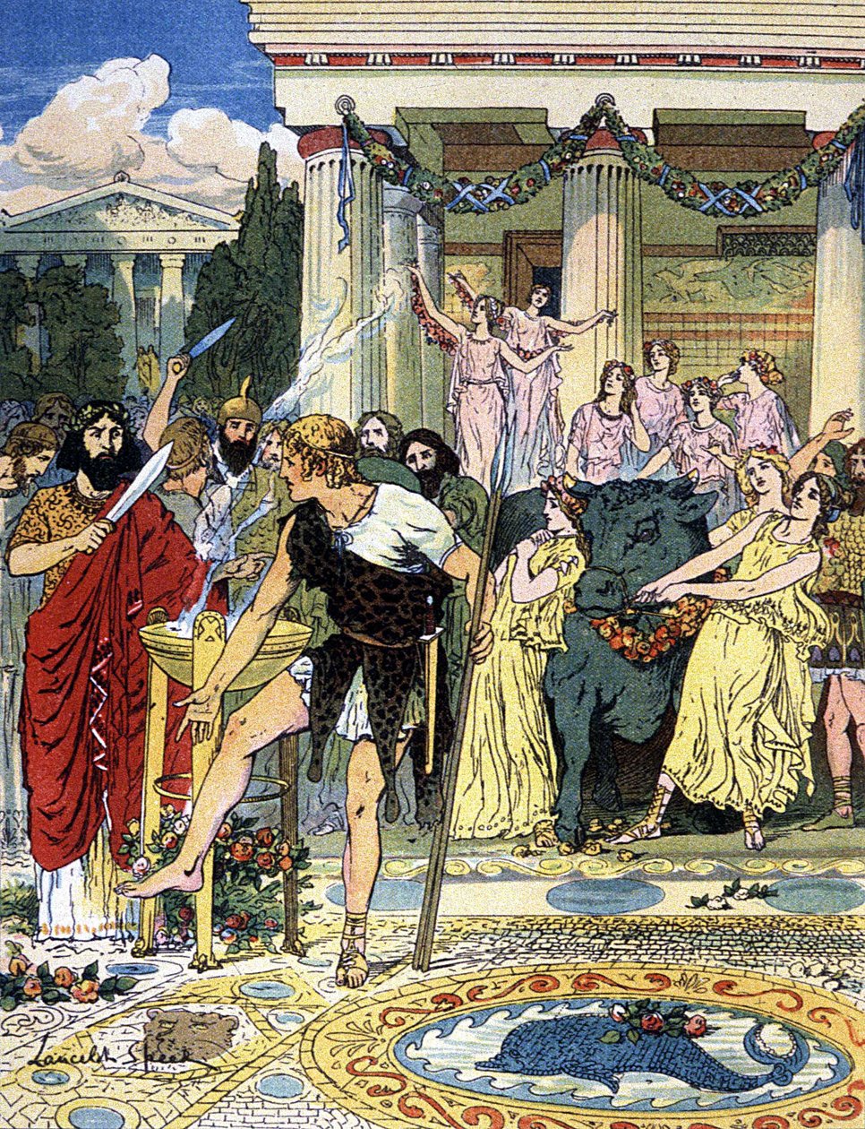Pelias og Jason, c.1900 (illustration) af Lancelot Speed
