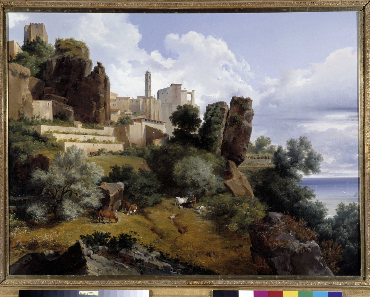 Udsigt over Roquebrune, Italien (olie på lærred) af Lancelot Théodore Turpin de Crissé de Crissé