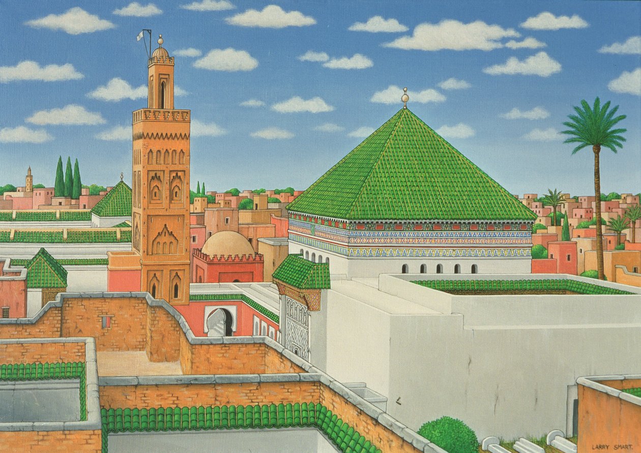 Rooftops, Marrakech, 1998 (akryl på linned) af Larry Smart