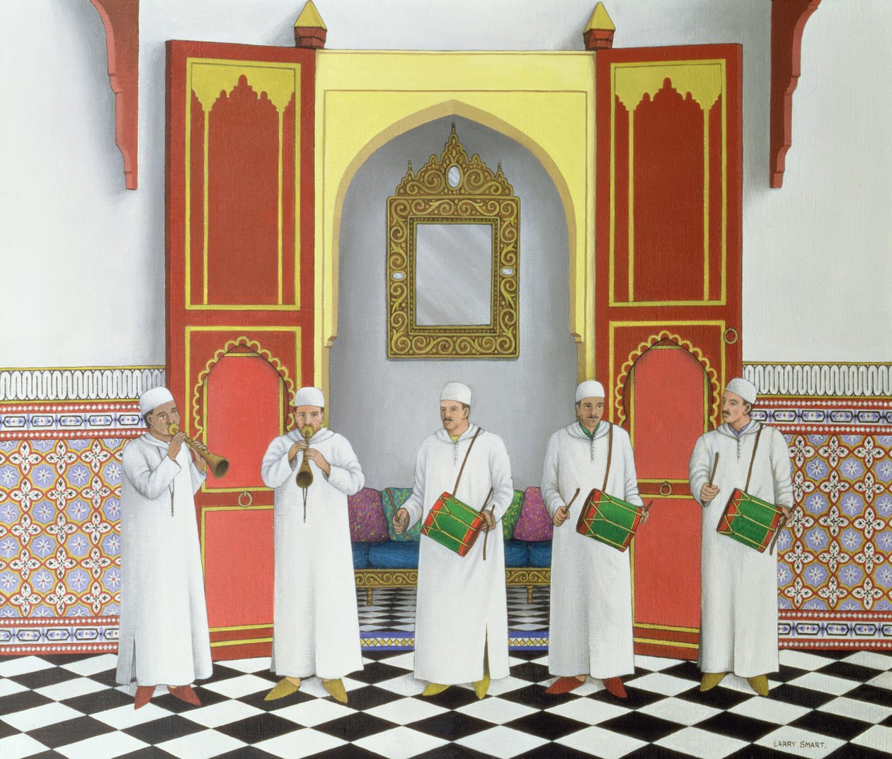 Summoning the Spirits, 1992 (akryl på linned) af Larry Smart