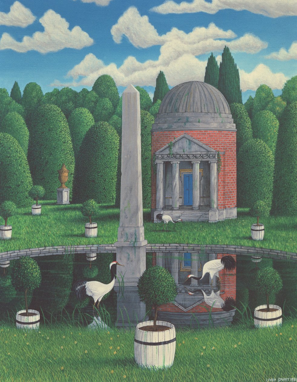 Temple, Chiswick House Gardens, 1989 (akryl på linned) af Larry Smart
