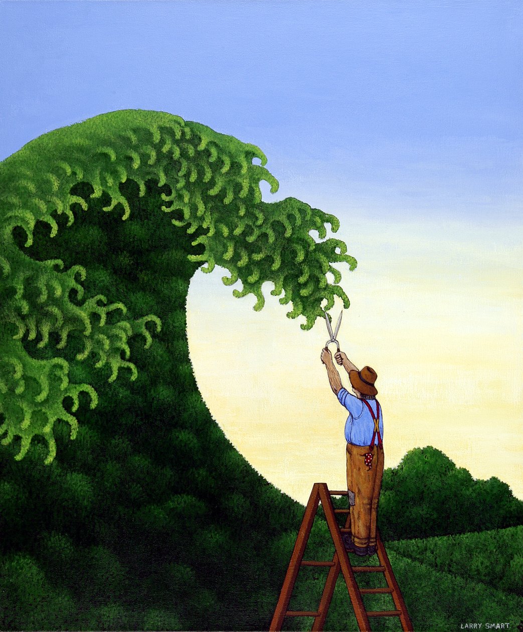 Topiary Wave (akryl på linned) af Larry Smart