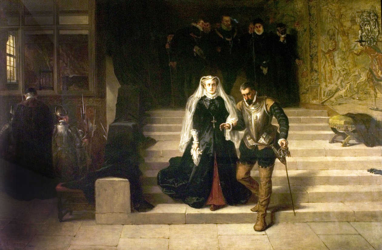 Mary, Queen of Scots, bliver ført til sin henrettelse, 1871 af Laslett John Pott