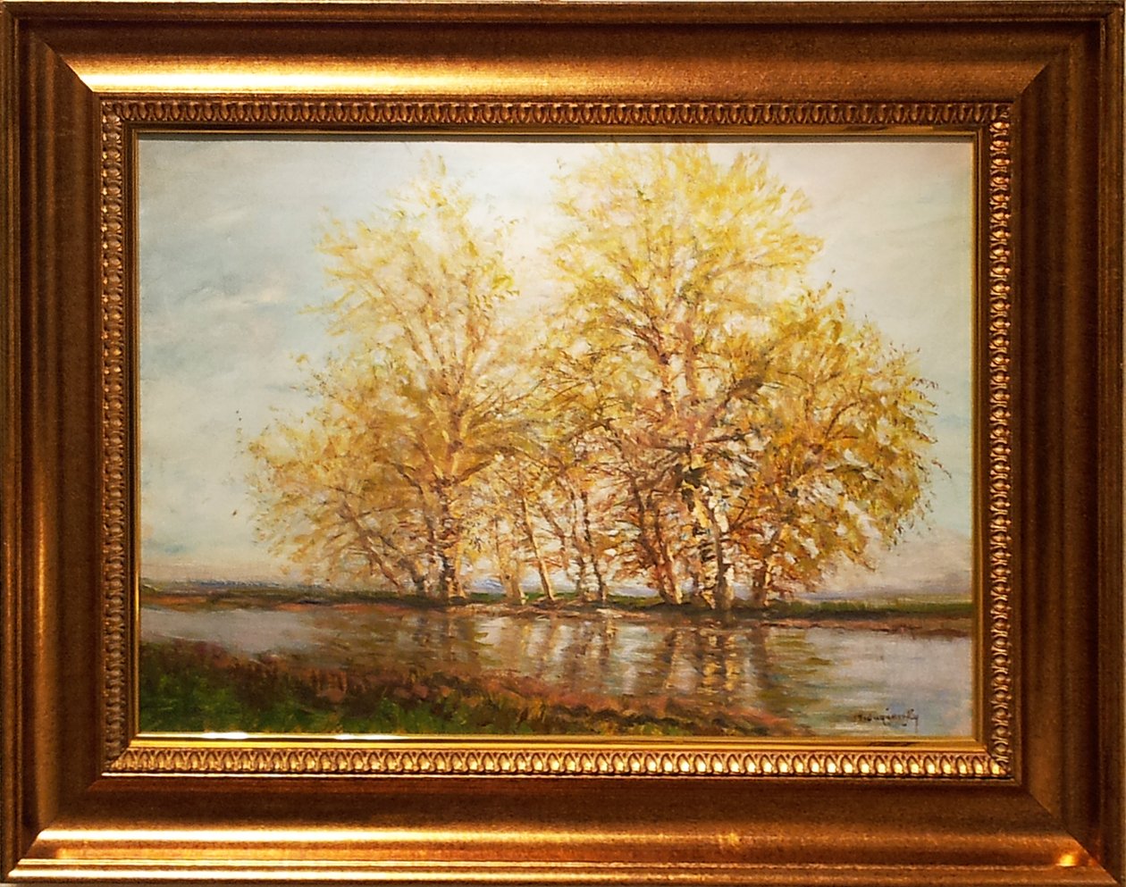Koratavasz vagy Fak a vizpartonnEnglish: Early Spring with frame af Laszlo Mednyanszky