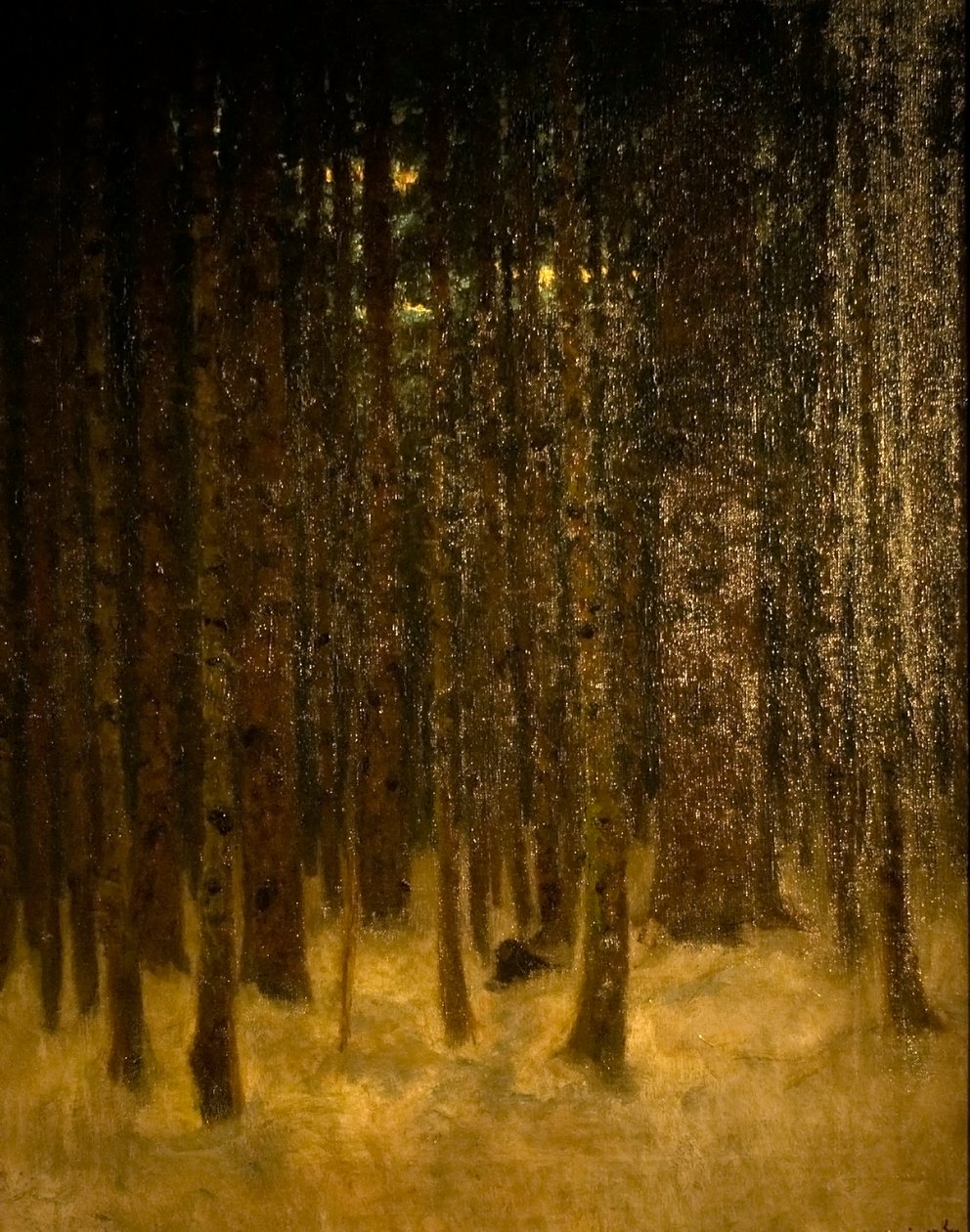 Teli erdoreszletn Engelsk: Forest_in_Wintern af Laszlo Mednyanszky