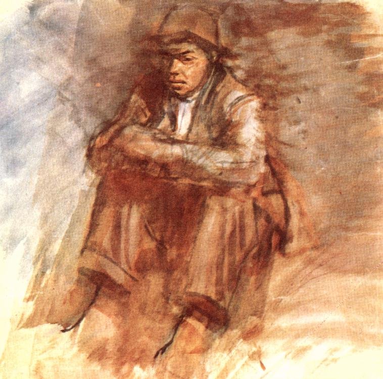 Siddende Tramp af Laszlo Mednyanszky