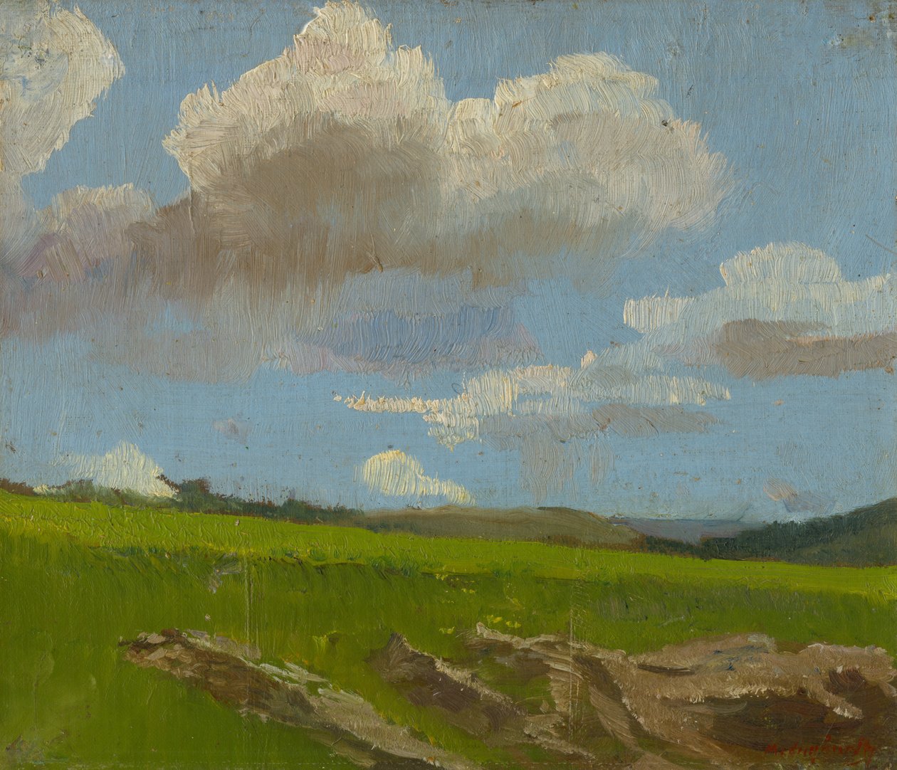 Landskab med skyer, 1890-1910 af Laszlo Mednyanszky