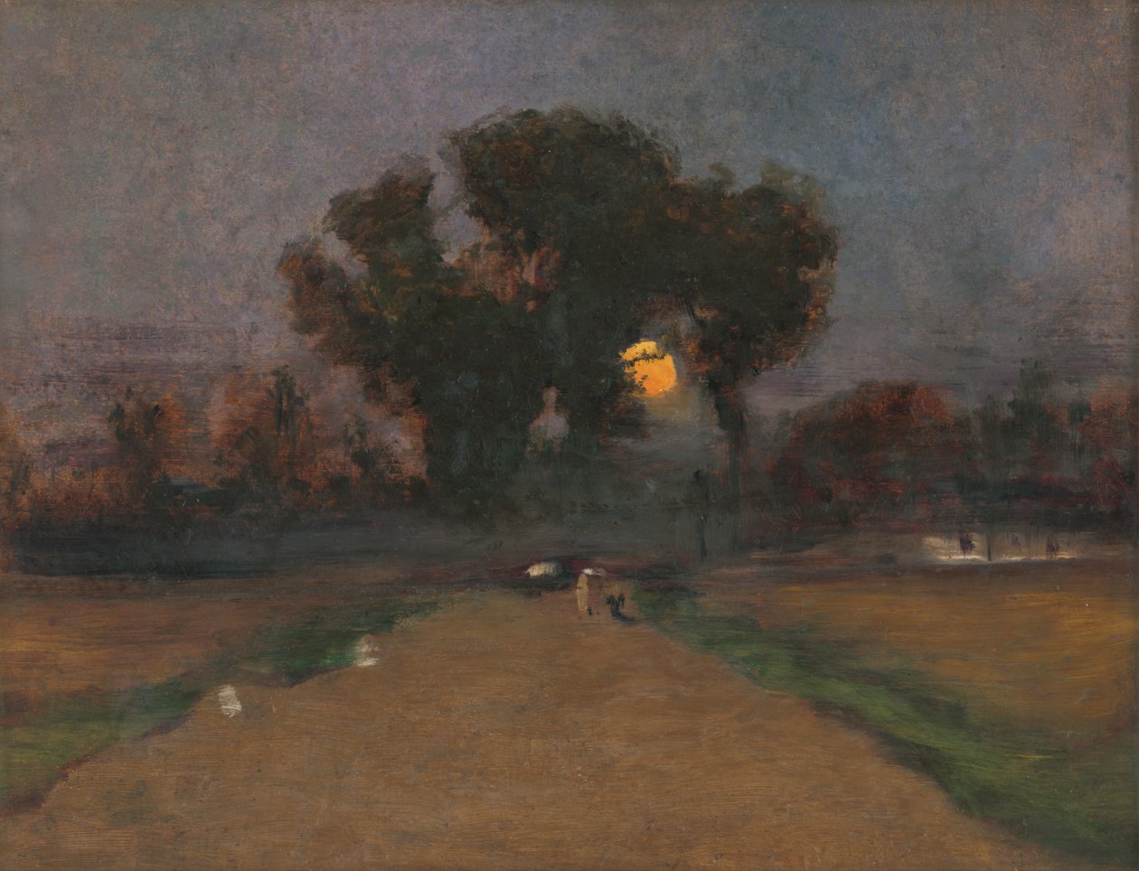 Landskab med nedgående sol, 1890-1900 af Laszlo Mednyanszky