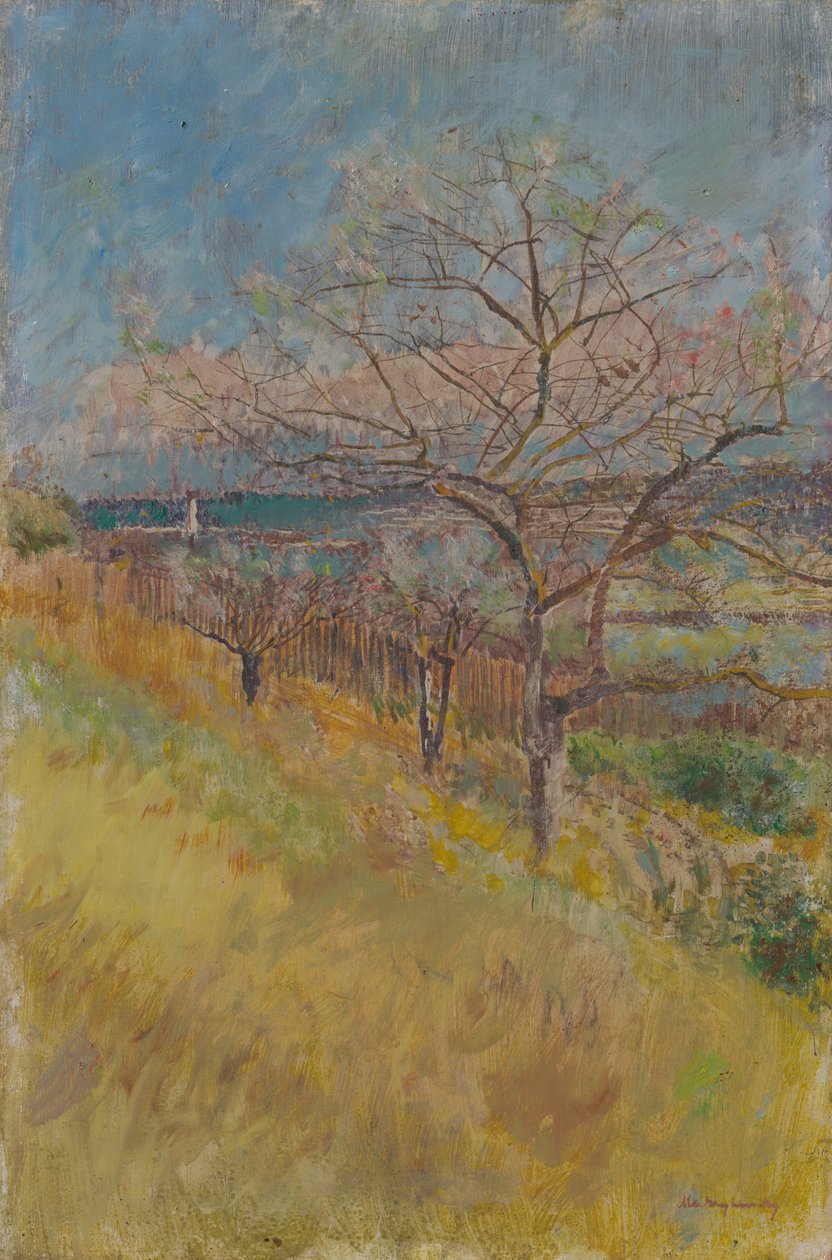 Dal med træer i blomst, 1890-1900 af Laszlo Mednyanszky