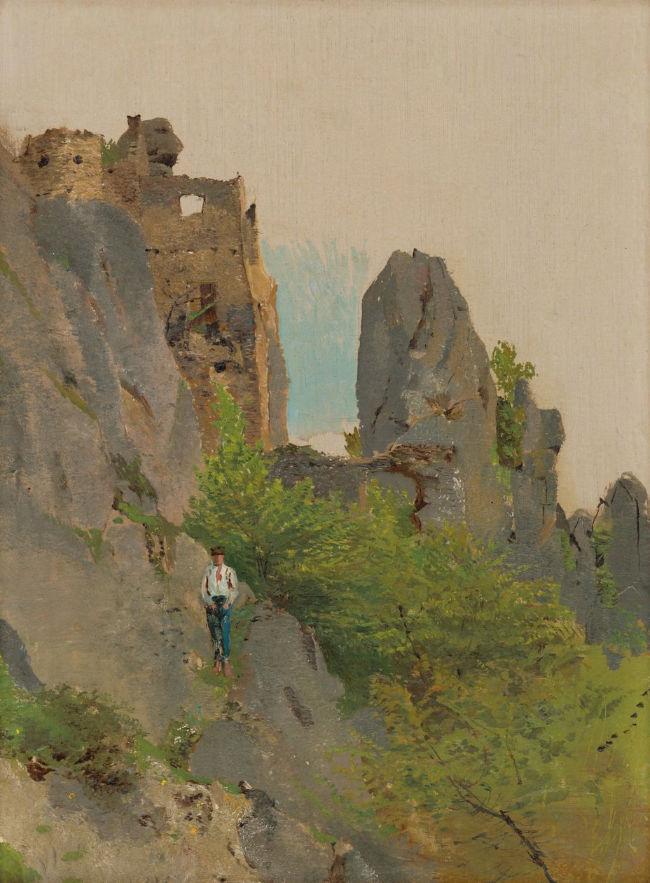 Udsigt over Sú? Ovské-ruinerne, 1875-85 af Laszlo Mednyanszky