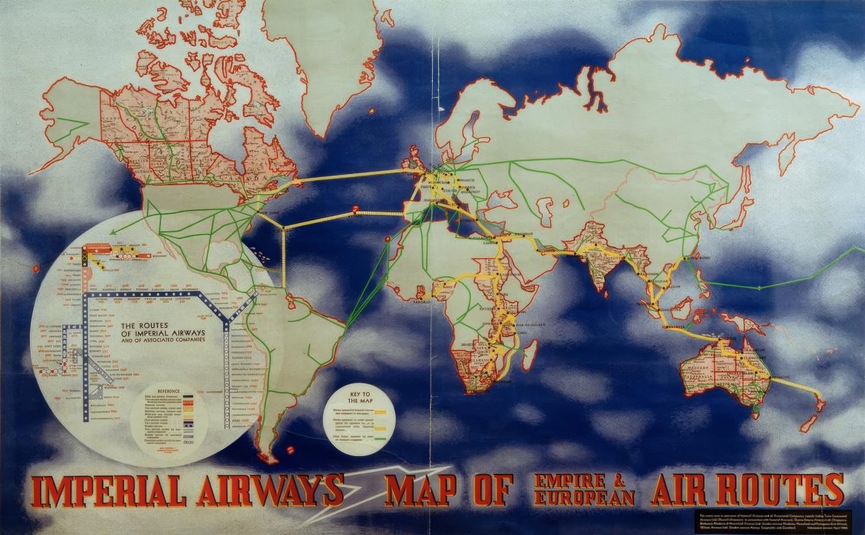 Imperial Airways kort over imperiets og de europæiske luftruter af Laszlo Moholy Nagy