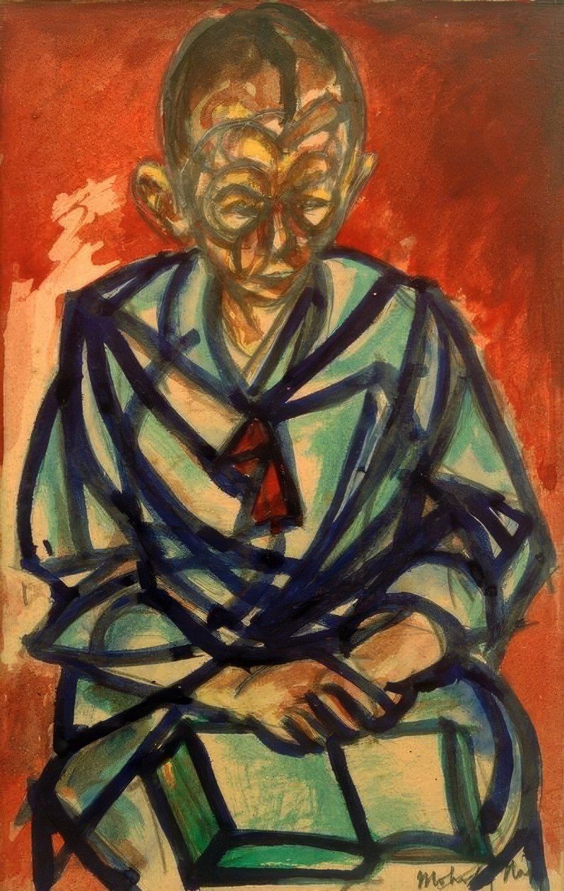 Uden titel (sømand Miklós, læser en bog) af Laszlo Moholy Nagy