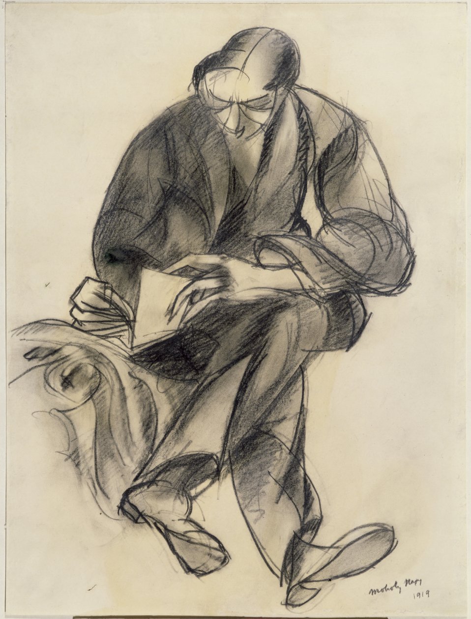 Siddende figurlæsning, 1919 af Laszlo Moholy Nagy
